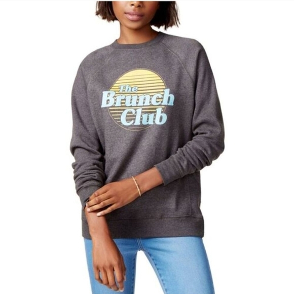 Kid Dangerous Sweaters - Kid Dangerous The Brunch Club Dark Gray Sweatshirt - Womens Size Medium